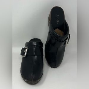 MICHAEL KORS-Leather Wood Platform Clogs